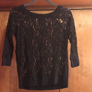 3/4 sleeve black lace top